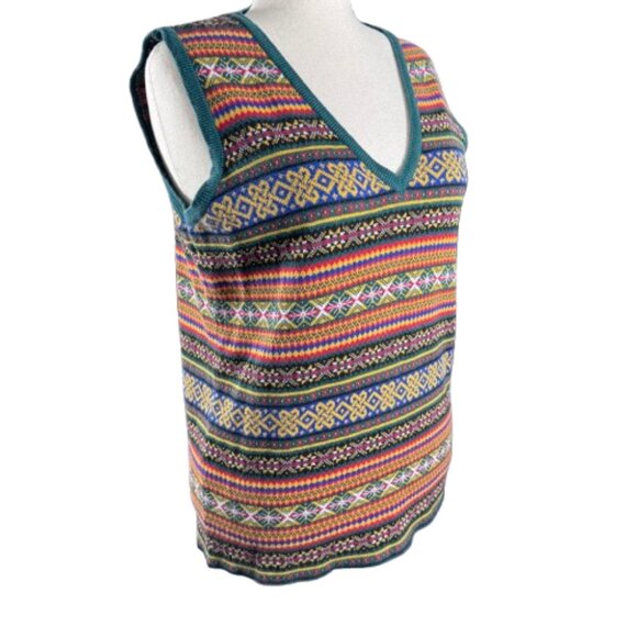 GAP 90s Y2K Vintage Celtic Scandinavian Fair Isle Funky Sweater Vest (SZ M) - Picture 7 of 13